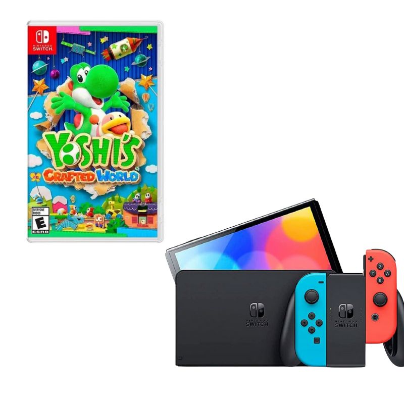 NINTENDO SWITCH - Nintendo Switch Oled Neon Con Juego Yoshi