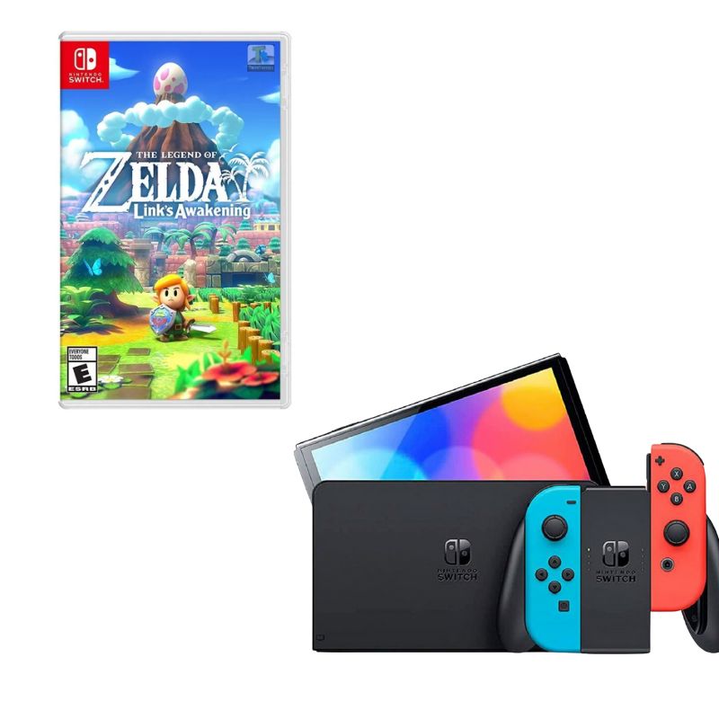 NINTENDO SWITCH - Nintendo Switch Oled Neon Con Juego Zelda Links