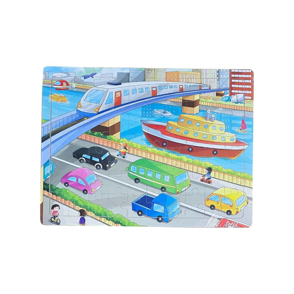 GENERICO - Rompecabezas En Madera Ciudad Vehiculos Carros Aprendizaje
