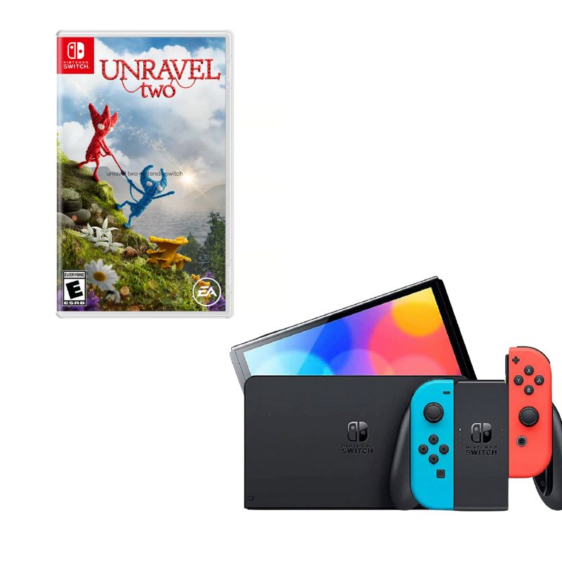 NINTENDO SWITCH - Nintendo Switch Oled Neon Con Juego Unravel two