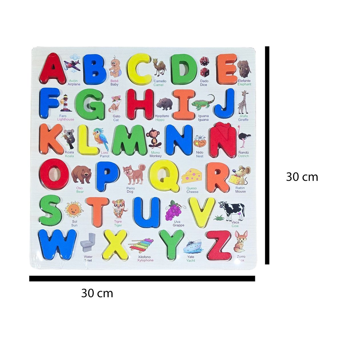 GENERICO - Juego Madera Letra Abecedario Animales Ingles Encastre Niño