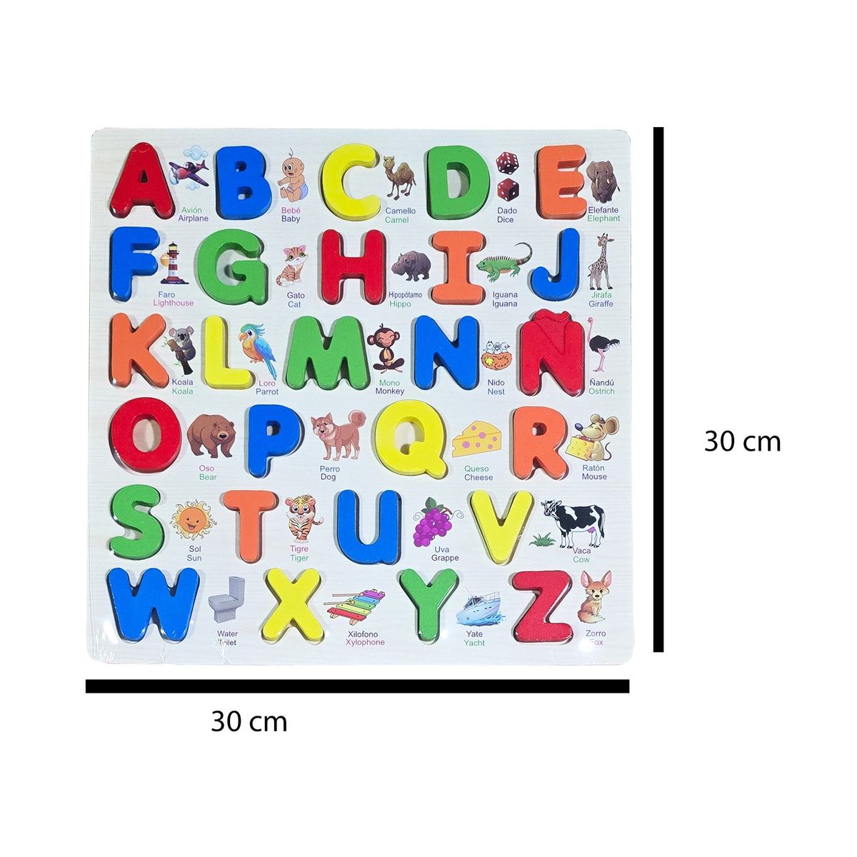 GENERICO - Juego Madera Letra Abecedario Animales Ingles Encastre Niño