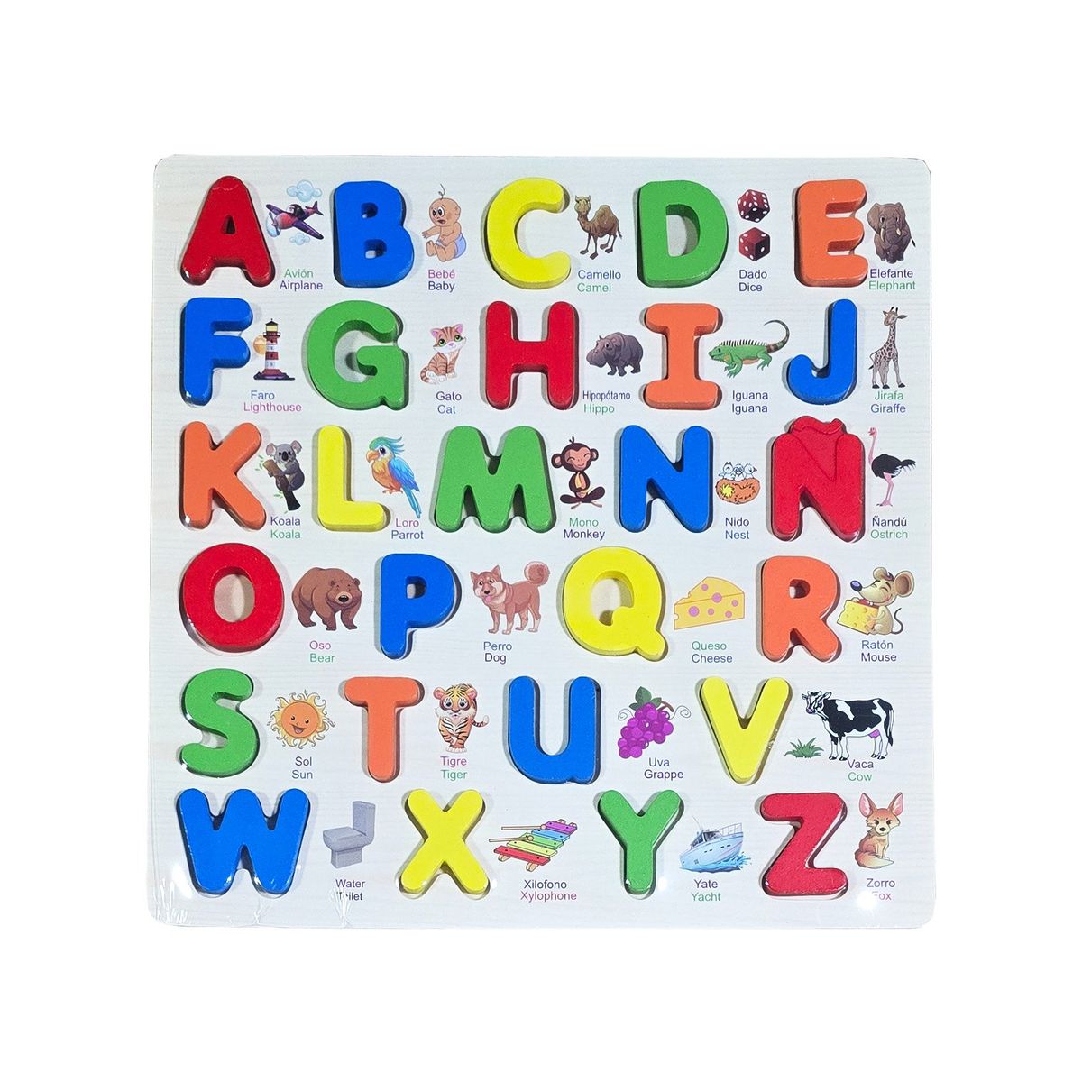 GENERICO - Juego Madera Letra Abecedario Animales Ingles Encastre Niño