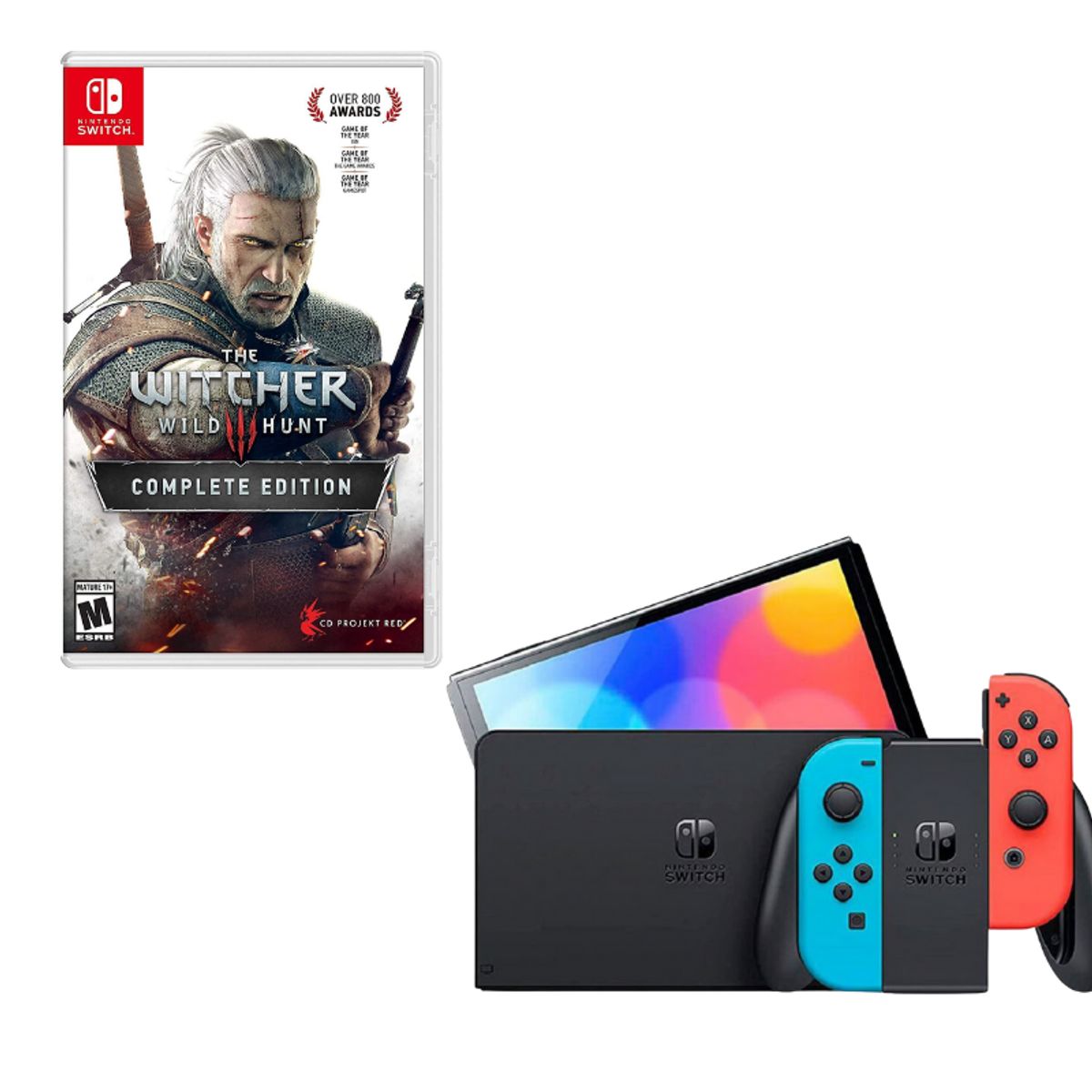 NINTENDO - Nintendo Switch Oled Neon Con Juego The Witcher