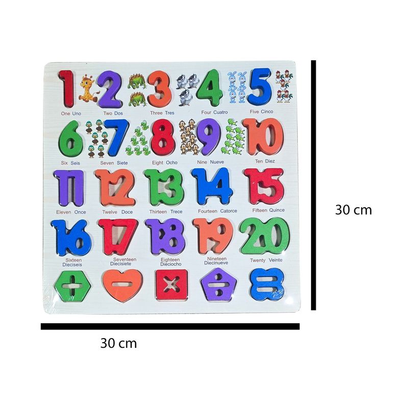 GENERICO - Juego Madera Numero Signos Operaciones Ingles Encastre Niño