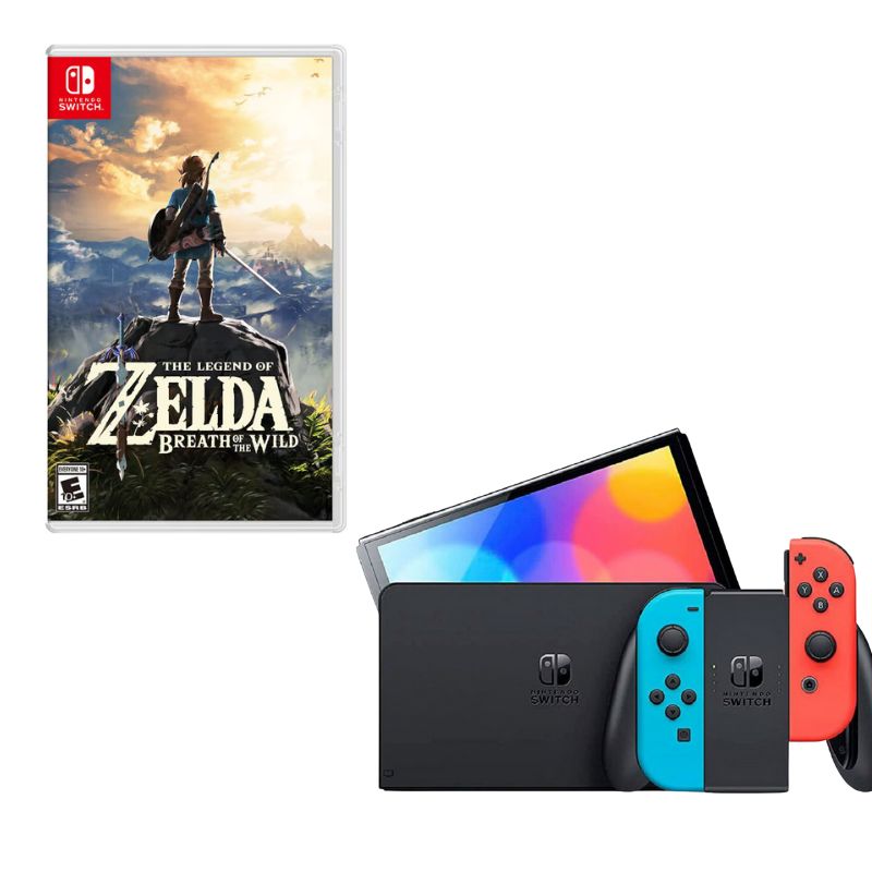 NINTENDO SWITCH - Nintendo Switch Oled Neon Con Juego Zelda Breath