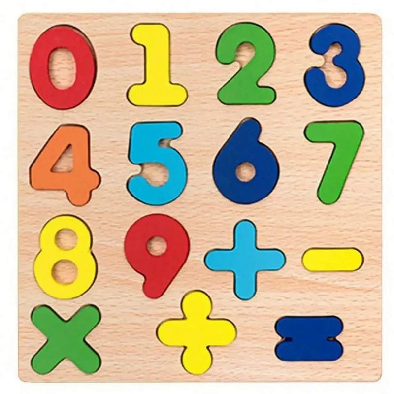 GENERICO - Juego Madera Numeros Signos Objeto Encastre Desarrollo