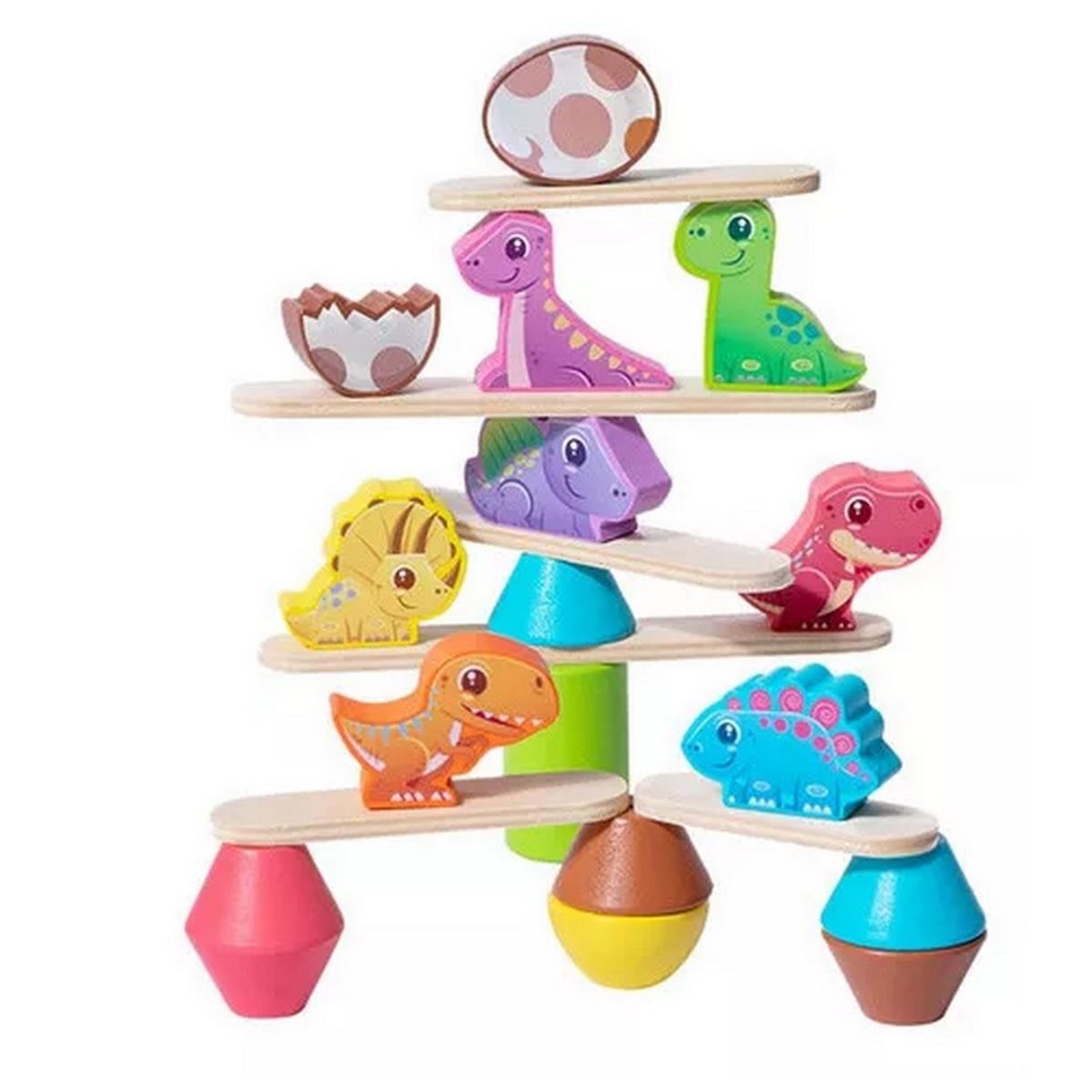 GENERICO - Jenga Balanza Dinosaurios Madera Montesori Juego Interactivo