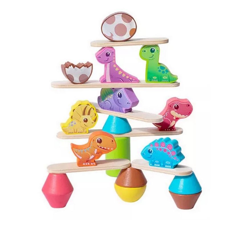 GENERICO - Jenga Balanza Dinosaurios Madera Montesori Juego Interactivo