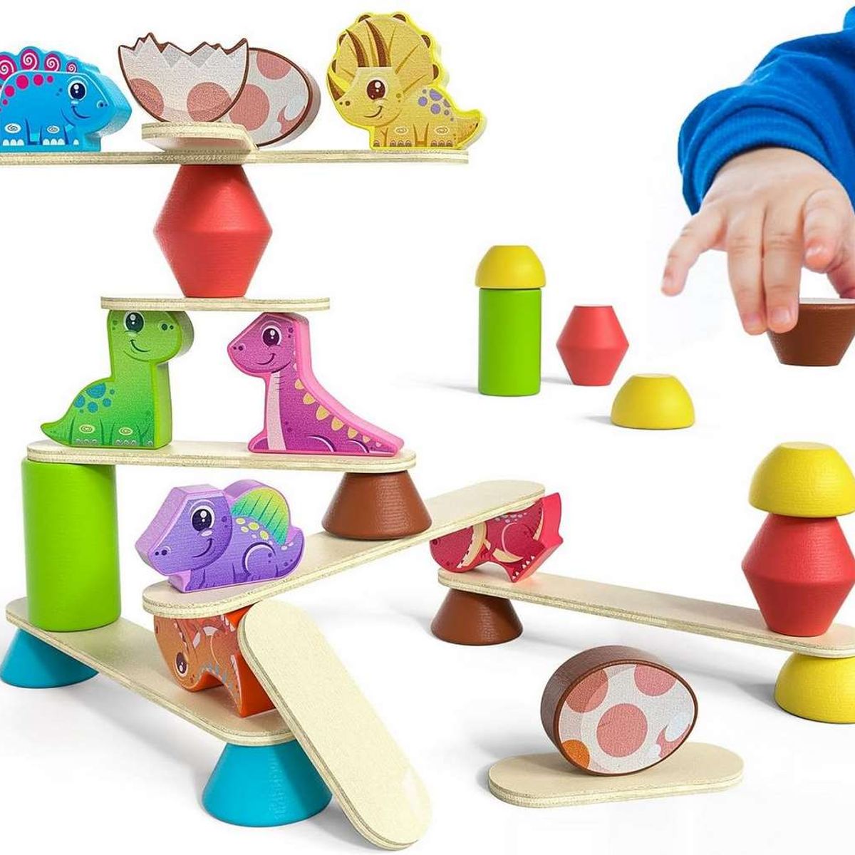 GENERICO - Jenga Balanza Dinosaurios Madera Montesori Juego Interactivo