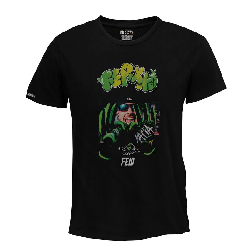 CREACIONES NU CROWN - Camiseta Ferxxo Feid Guantes Nu Crown Hombre Color Negro