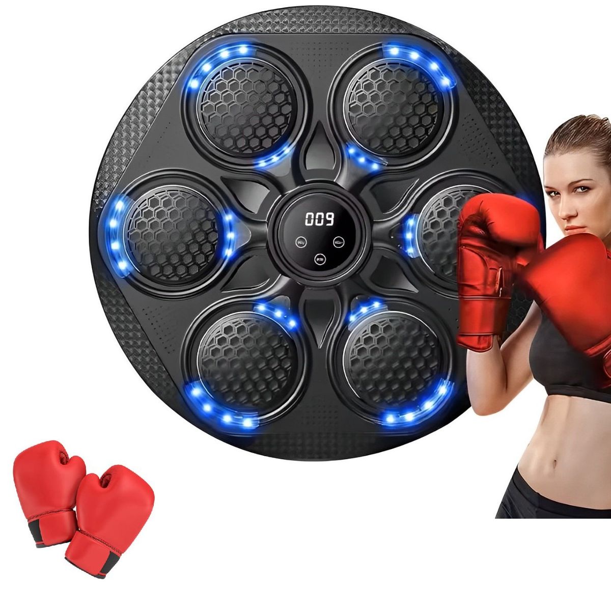 MILOPTS - Máquina Boxeo Musical Inteligente Bluetooth Luz Led Guantes