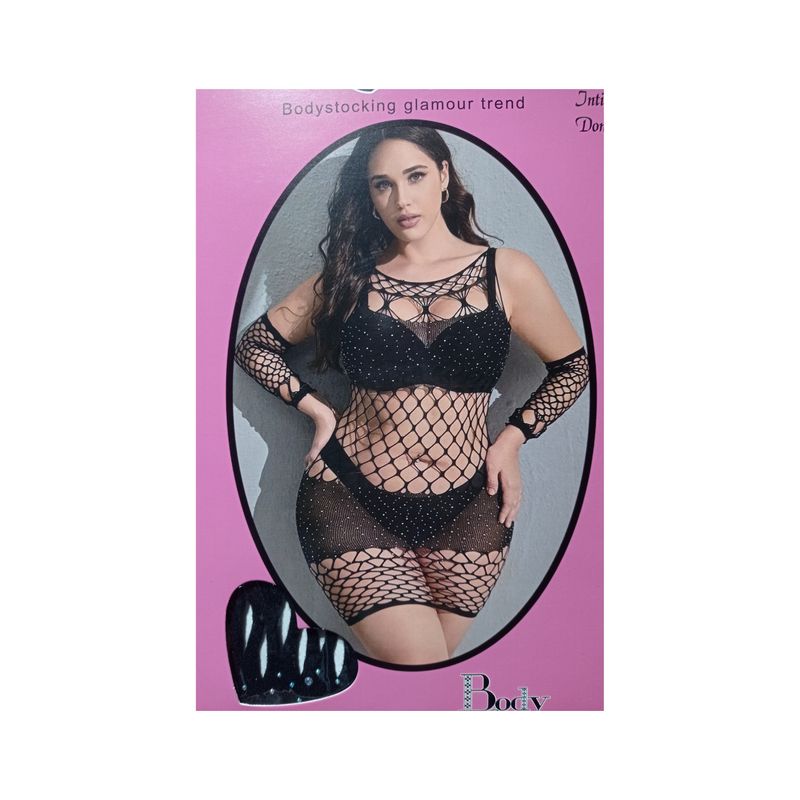 GENERICO - Baby doll Vestido malla lencería erótica Brillantes