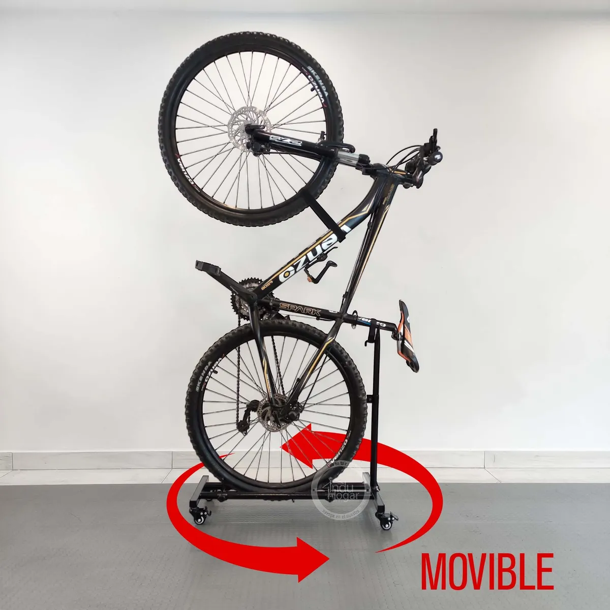 INDUHOGAR - Soporte de piso con ruedas para todo tipo de bicicletas