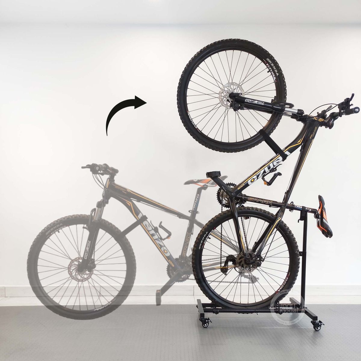 INDUHOGAR - Soporte de piso con ruedas para todo tipo de bicicletas