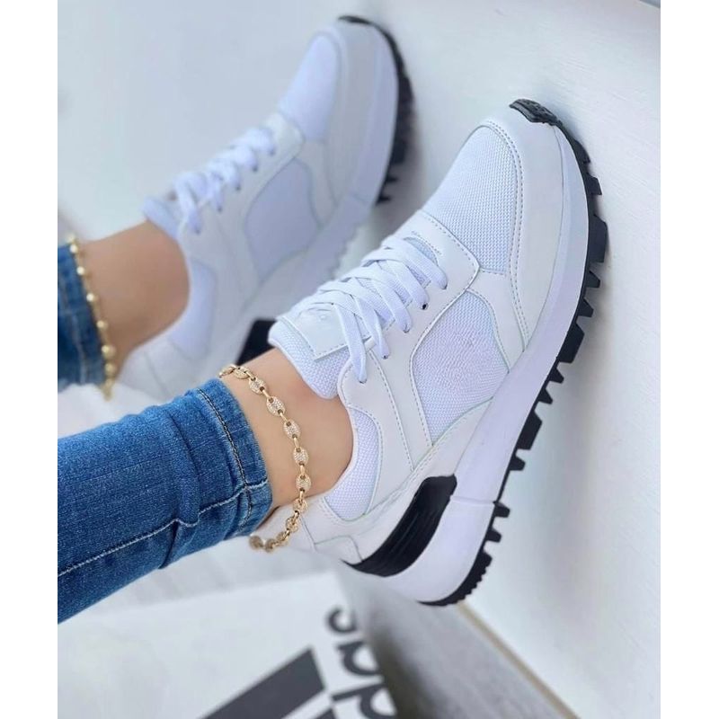 GENERICO - Tenis Blanco Negro Dama Zapatillas Zapatos Mujer Lindos Moda Casual