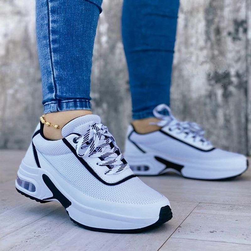 GENERICO - Tenis Blanco Negro Dama Zapatillas Zapatos Mujer Lindos Moda Casual