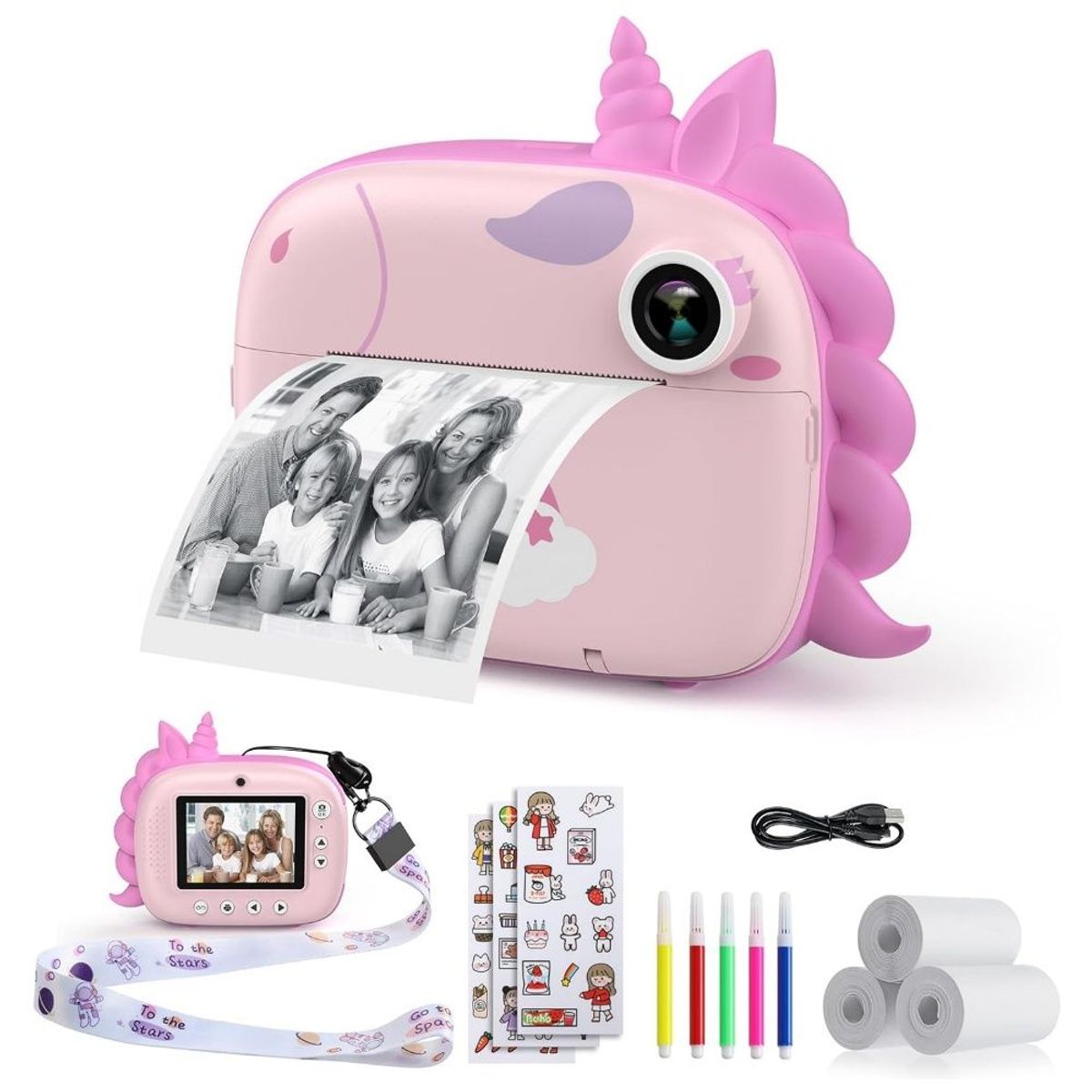 GENERICO - Cámara Instantanea Para Niños Diseño Unicornio Rosa PP-4