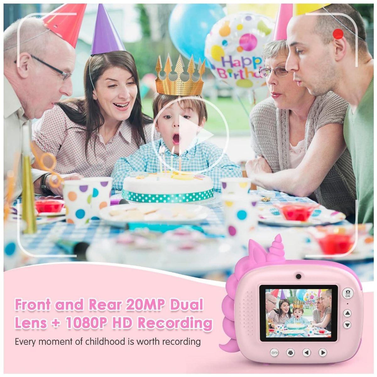 GENERICO - Cámara Instantanea Para Niños Diseño Unicornio Rosa PP-4