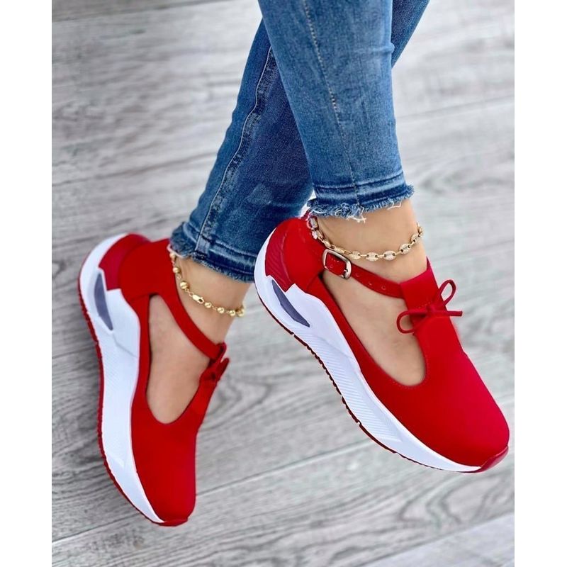 GENERICO - Tenis Rojo Bellos Dama Zapatillas Zapatos Mujer Lindos Moda Casual