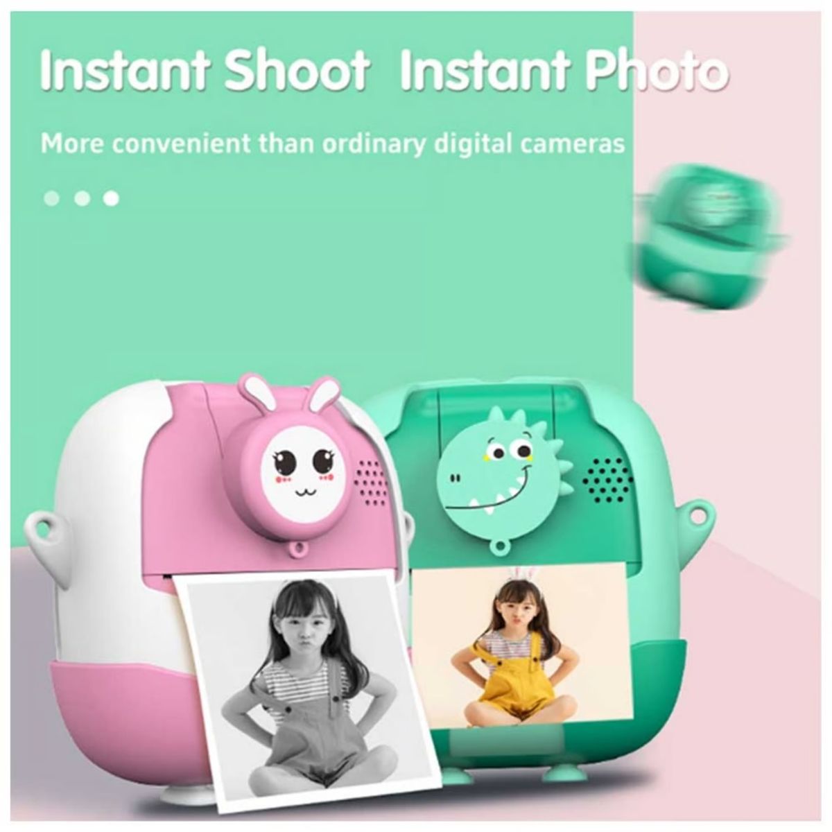 GENERICO - Cámara Instantanea Infantil Diseño Dinosaurio Verde PP-7