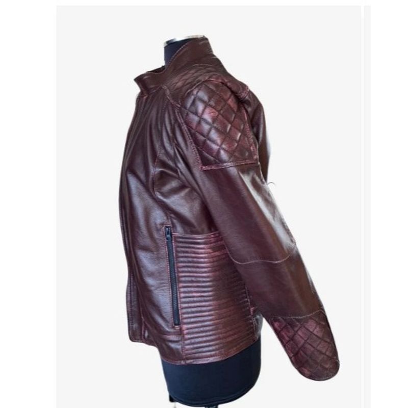 LA CHAQUETERIA - Chaqueta en Cuero Vinotinto Contrastado Proceso Fuerte LCHL31