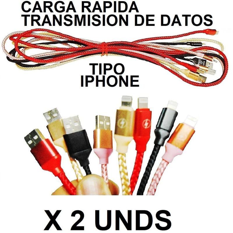 GENERICO - 2 Cables Carga Rápida Tipo IPhone