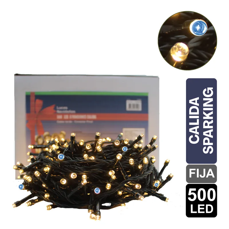 GIO HOME - Luz Navideña Calida Sparkling X 500 Led Fija Cable Verde