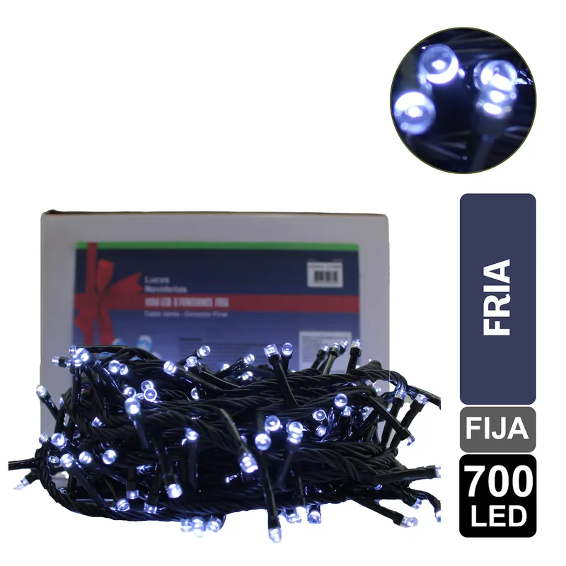 GIO HOME - Luz Navideña Fria X 700 Led Fija Cable Verde
