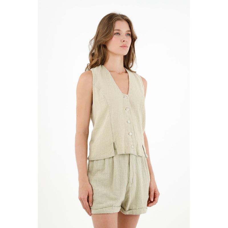 TOPMARK - Camisa con escote en V verde para mujer