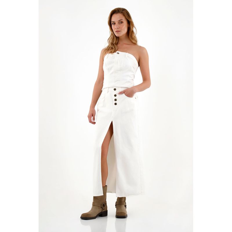 TENNIS - Falda larga en denim crudo para mujer