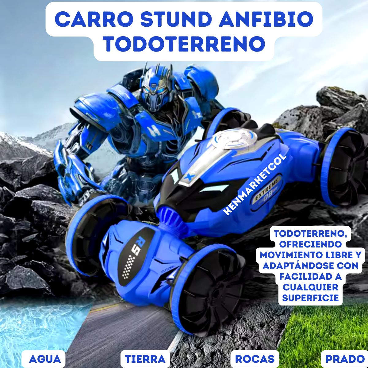 HUANGER - Carro Control Remoto Anfibio Stund 2 Controles
