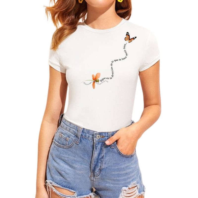 ISMI - Camiseta Mujer Fit Amplio Estampado De Moda Ismi
