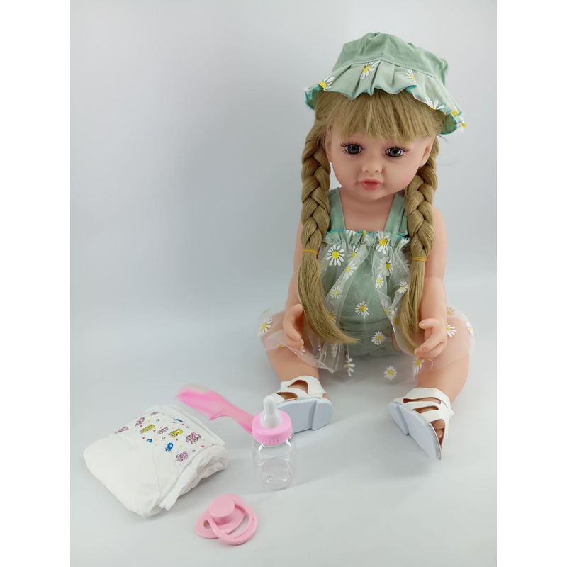 JUGUETERIA EXPRESS - Muñeca Bebe Realista Silicona Con Accesorio 55cm Alto