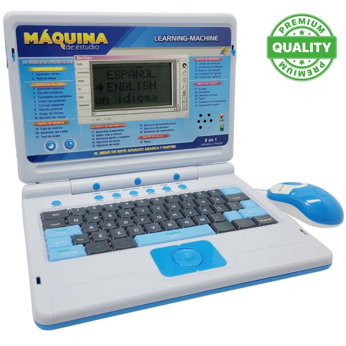 ONE PIXEL - Laptop Didáctica Computadora De Juguete Para Niños 246 Azul