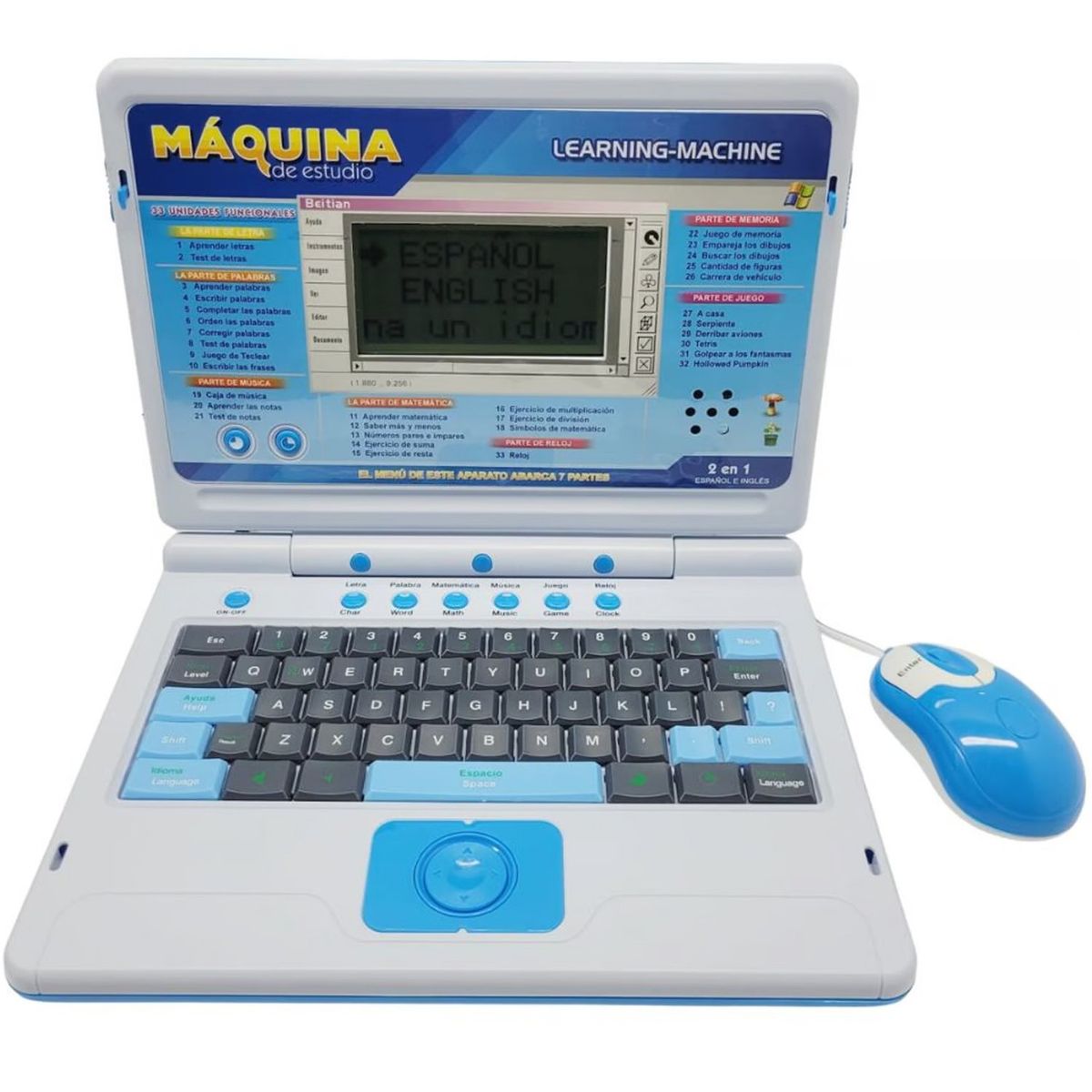 ONE PIXEL - Laptop Didáctica Computadora De Juguete Para Niños 246 Azul