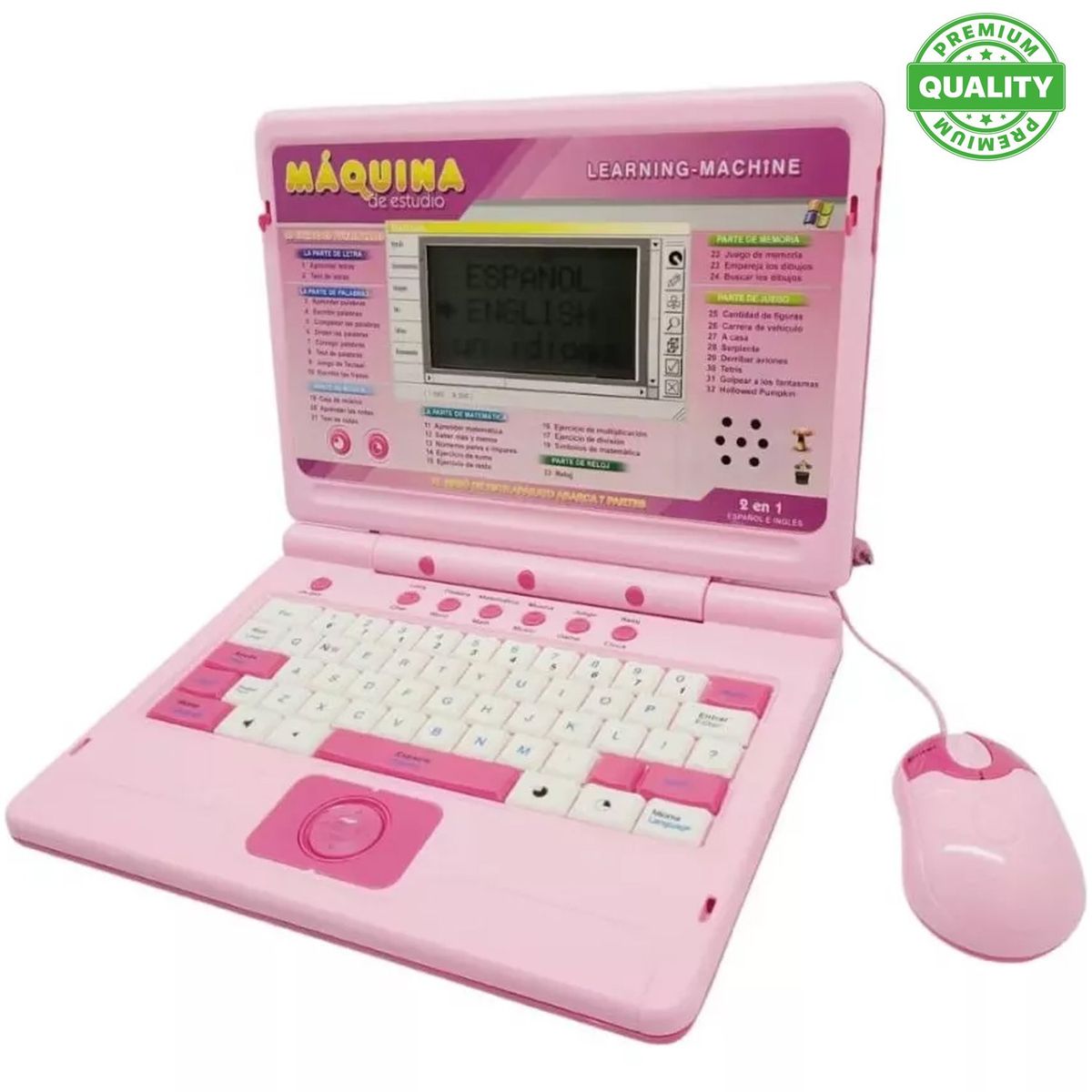 ONE PIXEL - Laptop Didáctica Computadora De Juguete Para Niños 246 Rosa