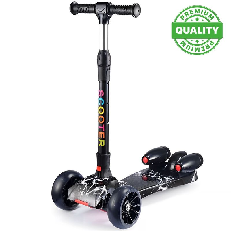 ONE PIXEL - Patineta Scooter Humo Para Niños Bluetooth Negra Con Rayos