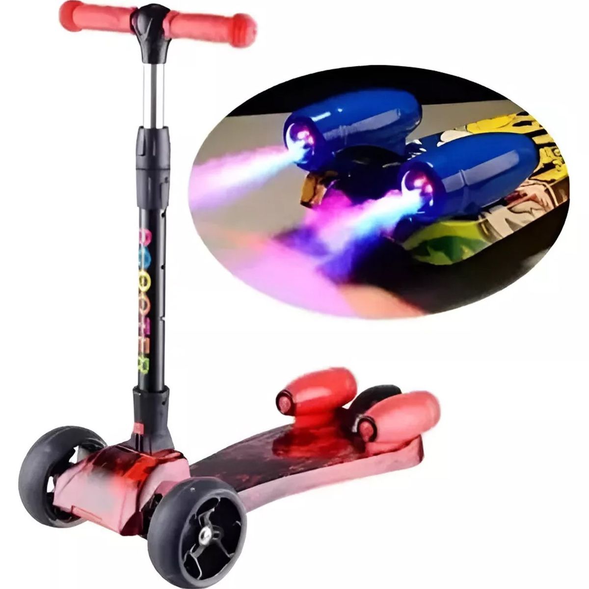 ONE PIXEL - Patineta Scooter Humo Para Niños Bluetooth Rojo One Px