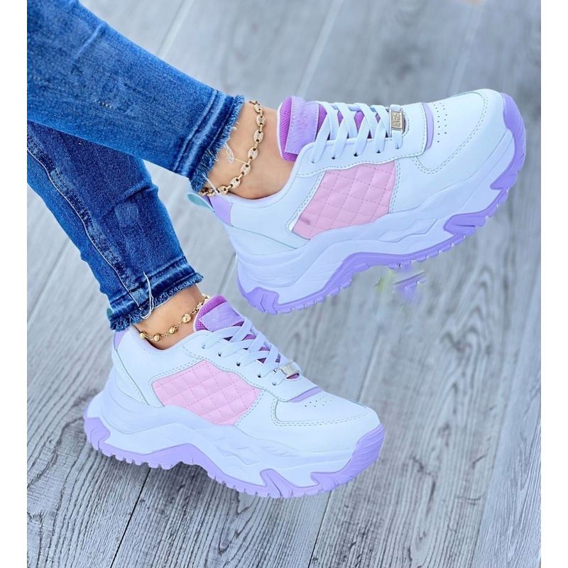 GENERICO - Tenis Rosa Lila Dama Zapatillas Zapatos Mujer Lindos Moda Casual