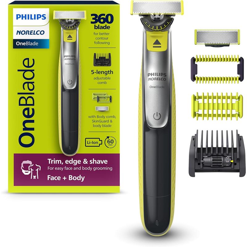 PHILIPS - Afeitadora Eléctrica Philips Oneblade 360 Híbrida Barba Cuerpo QP2834