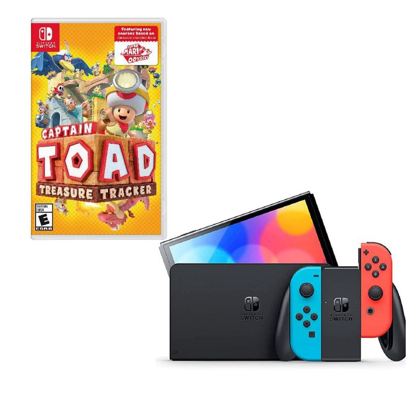 NINTENDO SWITCH - Nintendo Switch Oled Neon Con Juego Capitan Toad