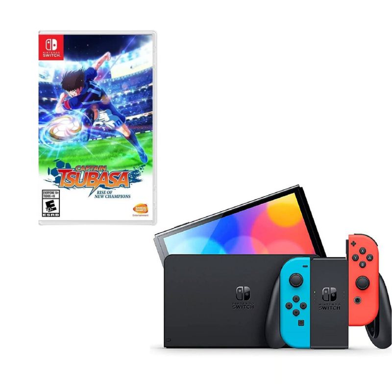 NINTENDO SWITCH - Nintendo Switch Oled Neon Con Juego Capitan Tsubasa