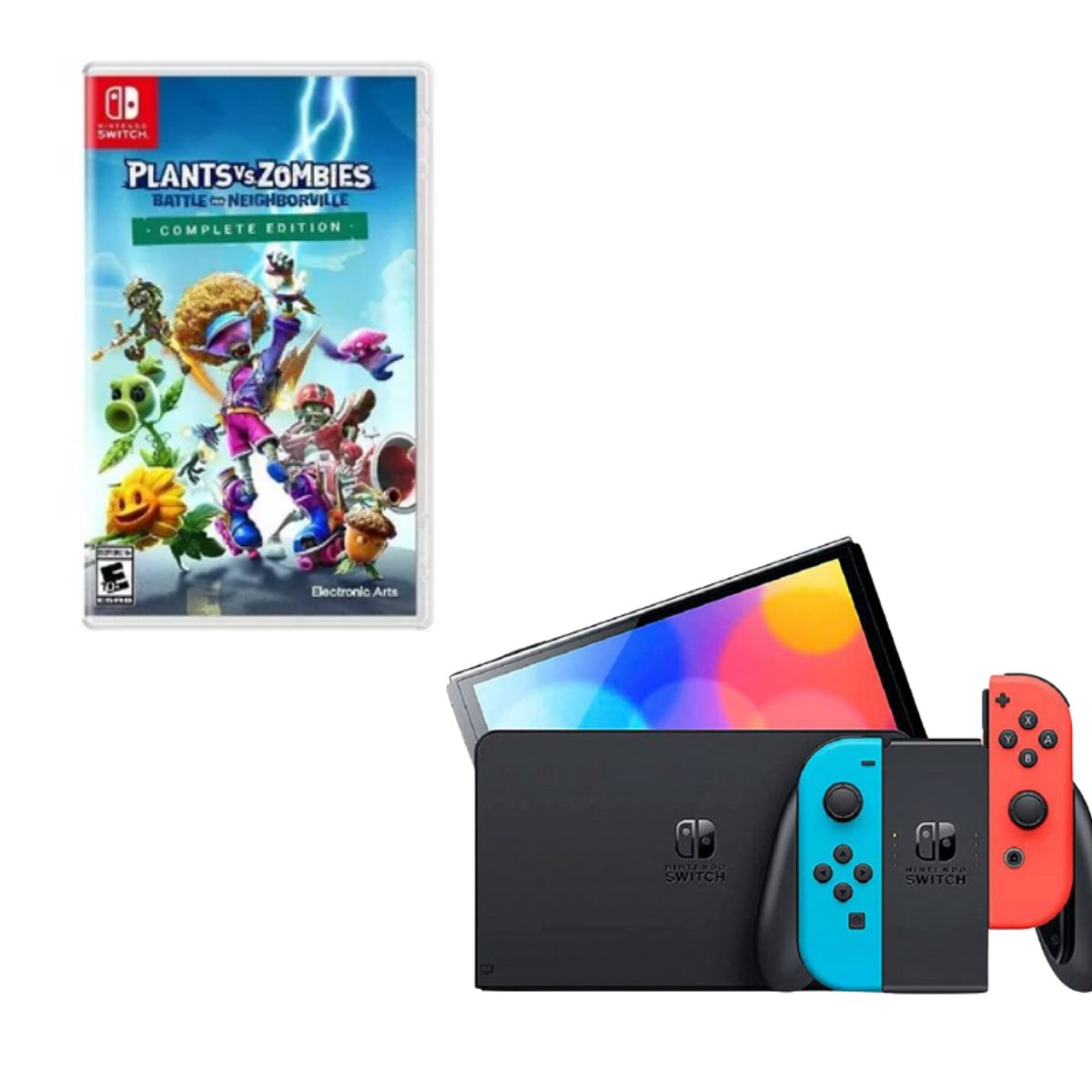 NINTENDO - Nintendo Switch Oled Neon Con Juego Plantas vs Zombies