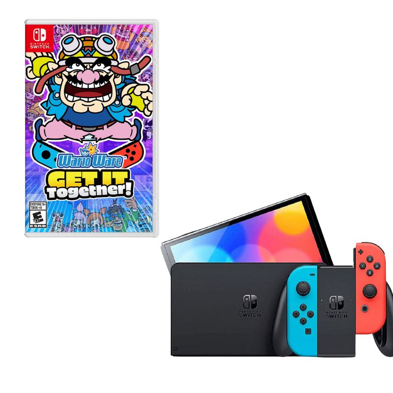 NINTENDO SWITCH - Nintendo Switch Oled Neon Con Juego Warioware Get It