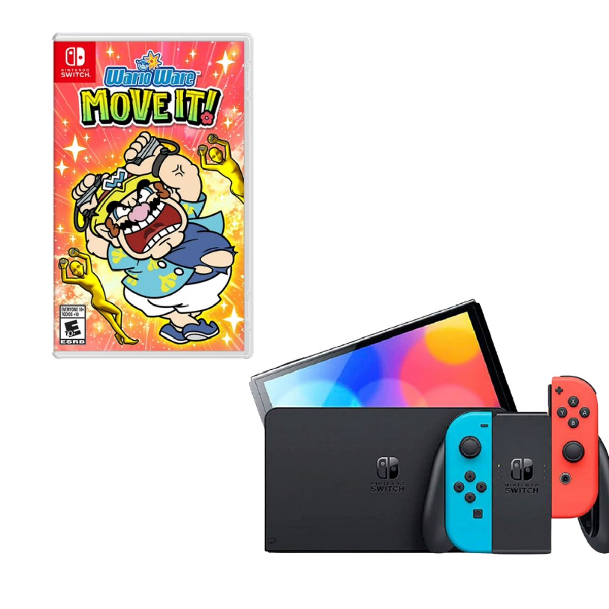 NINTENDO - Nintendo Switch Oled Neon Con Juego Warrio Ware Move it