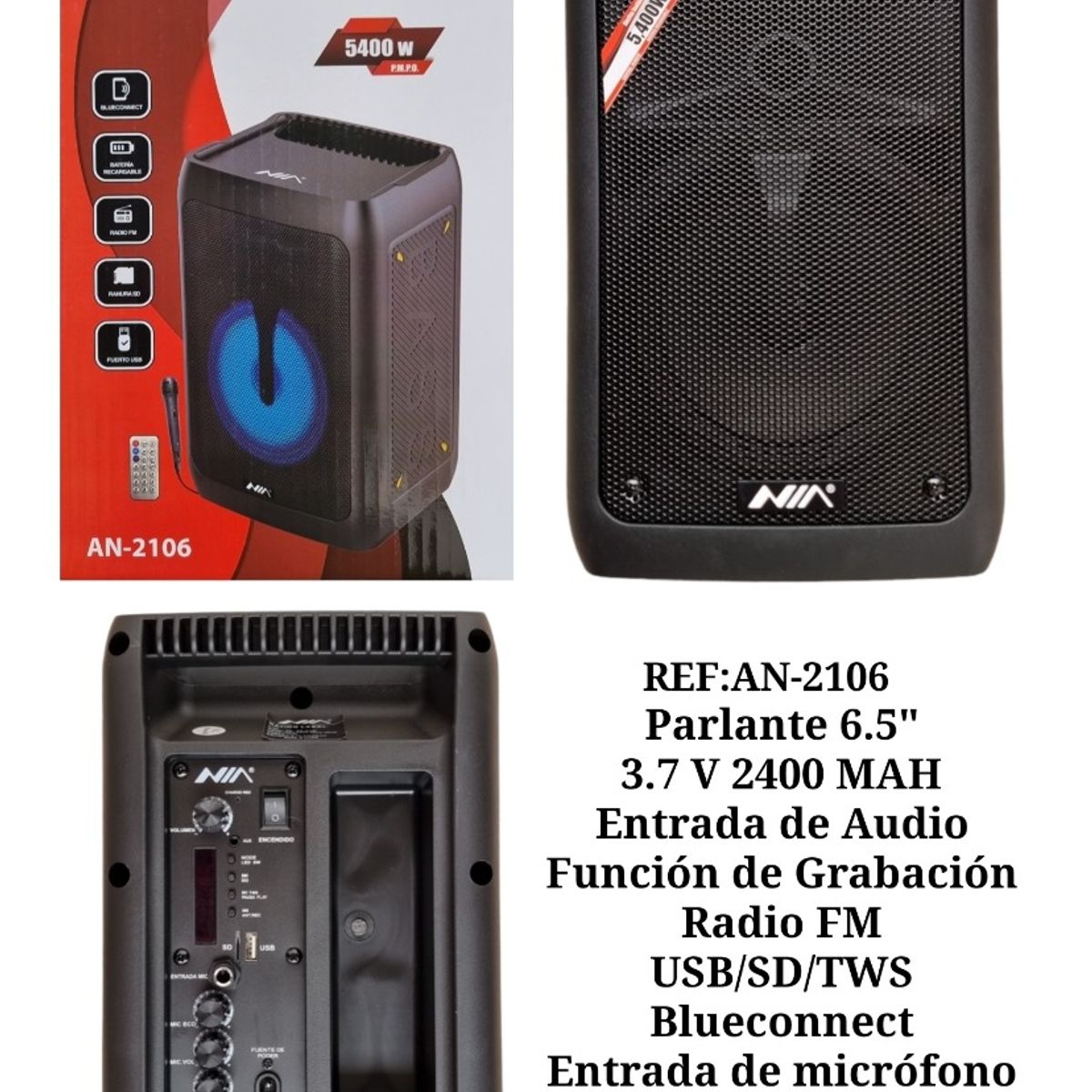 NIA - Cabina De Sonido 6.5 Pulgadas Micrófono 5400w