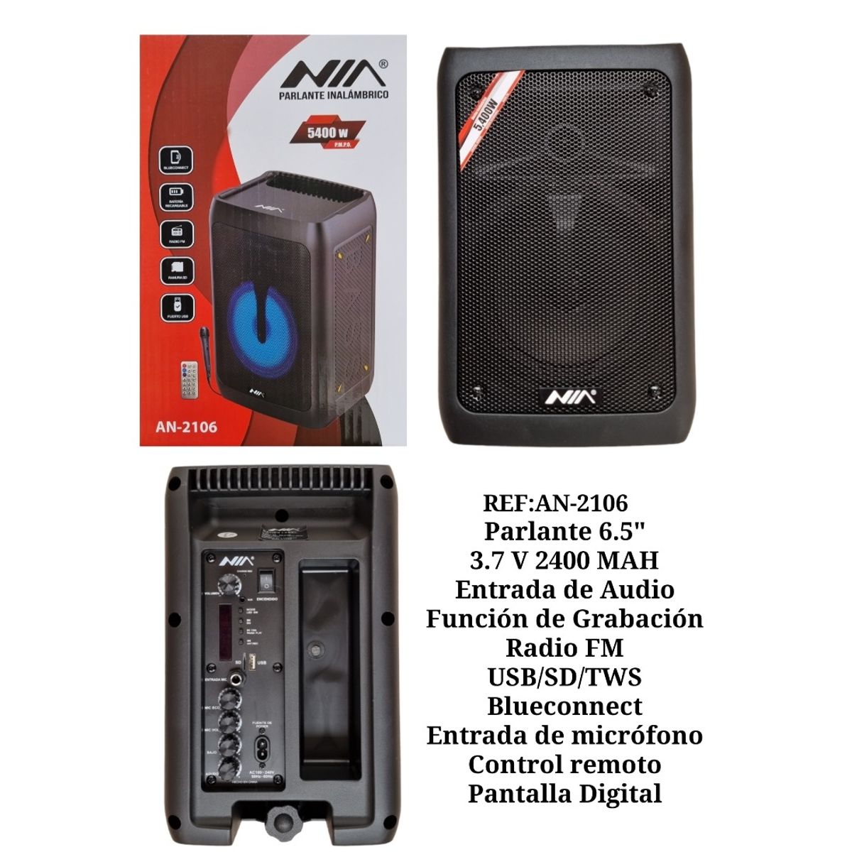 NIA - Cabina De Sonido 6.5 Pulgadas Micrófono 5400w