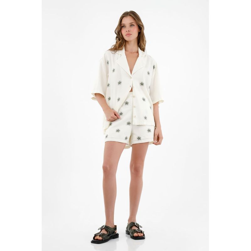 TOPMARK - Camisa crudo con mini bordados para mujer
