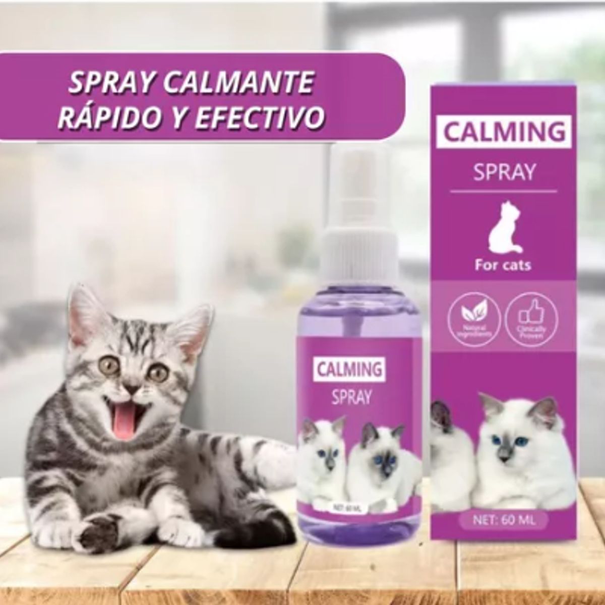 GENERICO - Calming Spray Gatos Calmante con feromonas relajante 60 ml